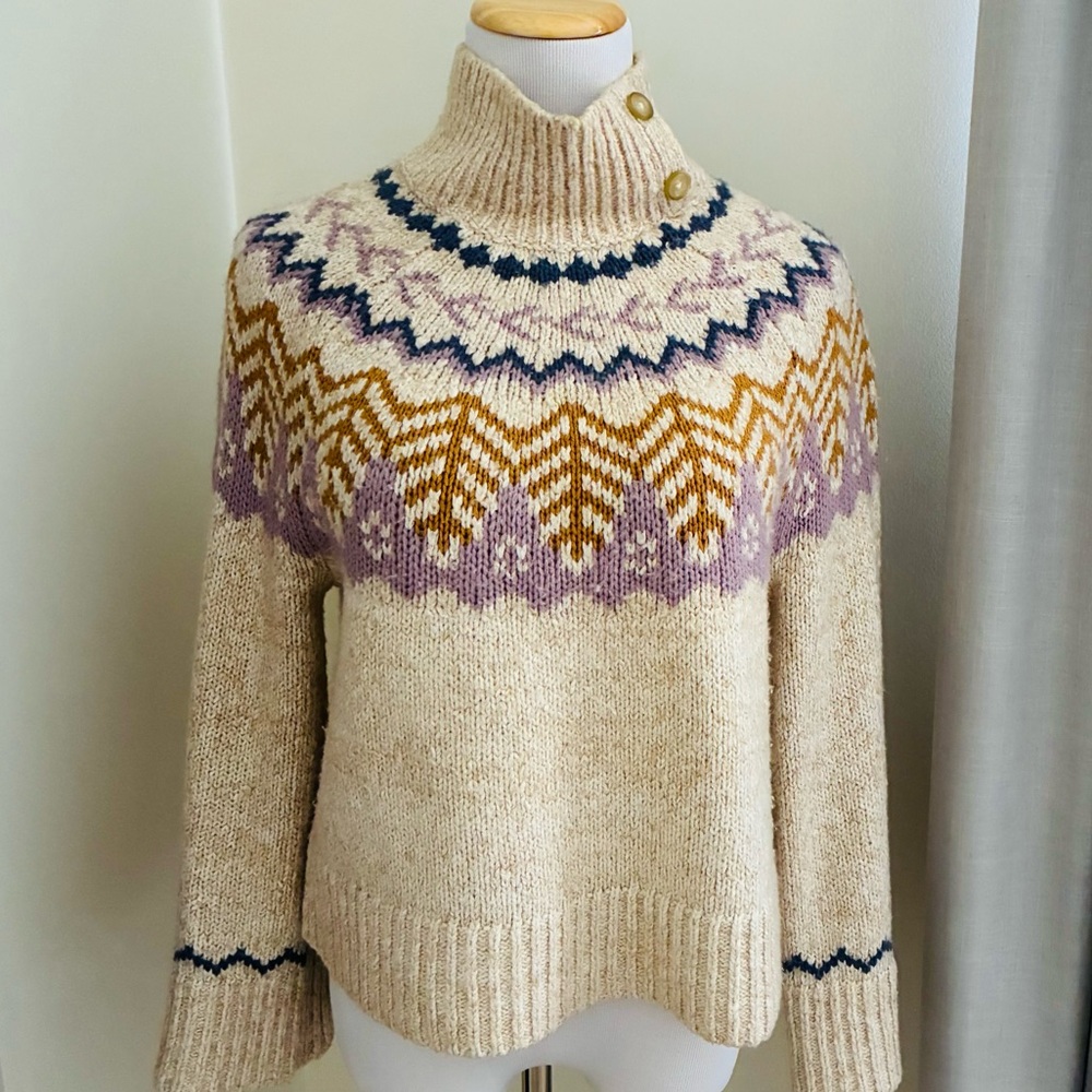 BP Cream and Purple Turtleneck Sweater